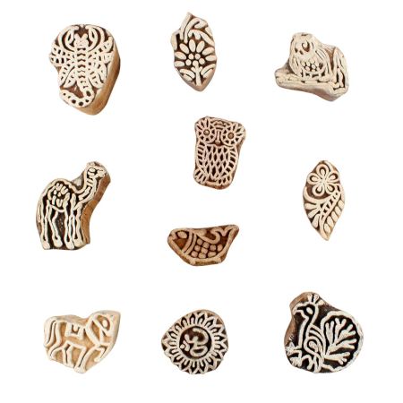Set of 10 Piece New Mix Wooden Printing Block